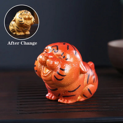 Kungfu Tea Pet Színváltoztató kínai A tigris éve Tea Pet Kézzel készített díszek Teatálca Kisállat-kiegészítők tea szerelmeseinek