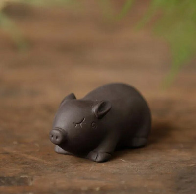 1 ΤΕΜ Mini Fingertips Purple Clay Tea Pet Χειροποίητα χαριτωμένα στολίδια με άγαλμα ζώων Boutique Crafts Σετ τσαγιού Αξεσουάρ διακόσμησης