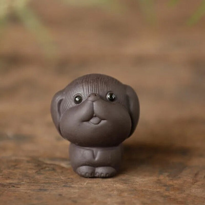 1 ΤΕΜ Mini Fingertips Purple Clay Tea Pet Χειροποίητα χαριτωμένα στολίδια με άγαλμα ζώων Boutique Crafts Σετ τσαγιού Αξεσουάρ διακόσμησης