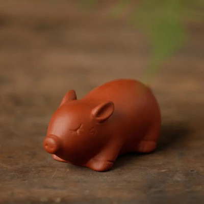 1 ΤΕΜ Mini Fingertips Purple Clay Tea Pet Χειροποίητα χαριτωμένα στολίδια με άγαλμα ζώων Boutique Crafts Σετ τσαγιού Αξεσουάρ διακόσμησης