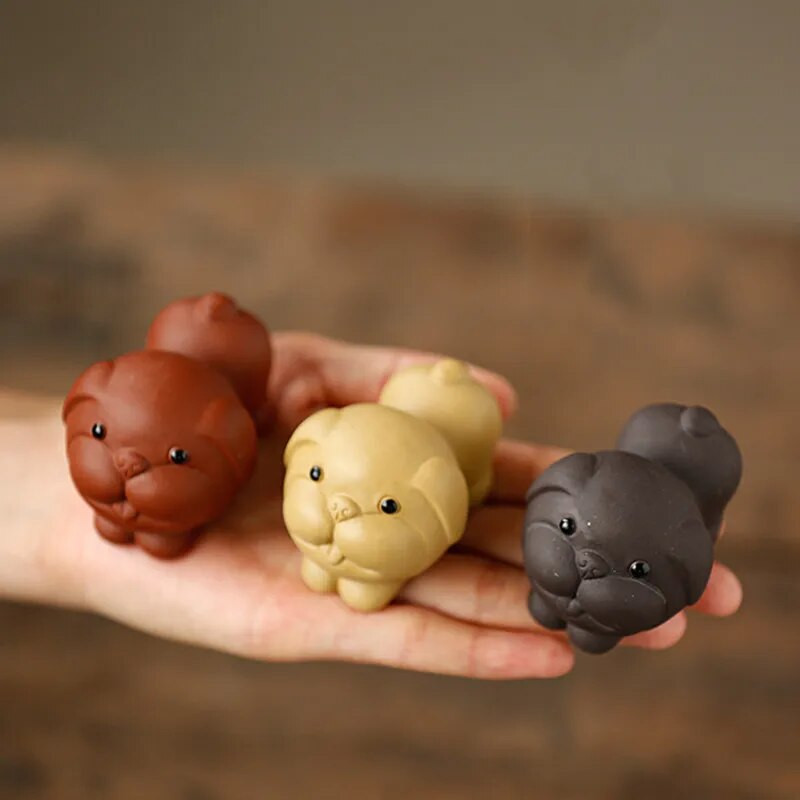 1 ΤΕΜ Mini Fingertips Purple Clay Tea Pet Χειροποίητα χαριτωμένα στολίδια με άγαλμα ζώων Boutique Crafts Σετ τσαγιού Αξεσουάρ διακόσμησης