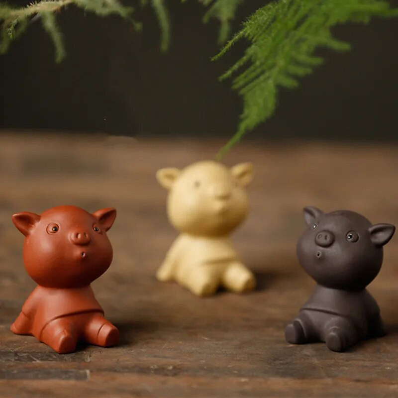 1 ΤΕΜ Mini Fingertips Purple Clay Tea Pet Χειροποίητα χαριτωμένα στολίδια με άγαλμα ζώων Boutique Crafts Σετ τσαγιού Αξεσουάρ διακόσμησης