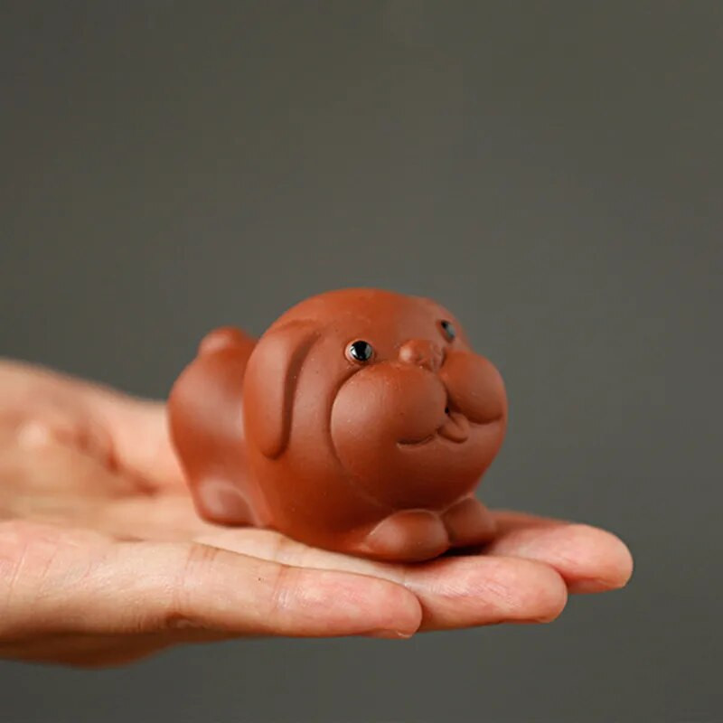 1 ΤΕΜ Mini Fingertips Purple Clay Tea Pet Χειροποίητα χαριτωμένα στολίδια με άγαλμα ζώων Boutique Crafts Σετ τσαγιού Αξεσουάρ διακόσμησης