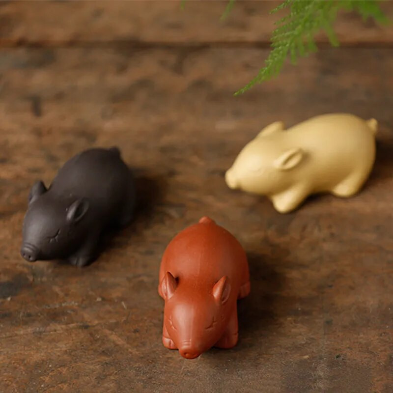 1 ΤΕΜ Mini Fingertips Purple Clay Tea Pet Χειροποίητα χαριτωμένα στολίδια με άγαλμα ζώων Boutique Crafts Σετ τσαγιού Αξεσουάρ διακόσμησης