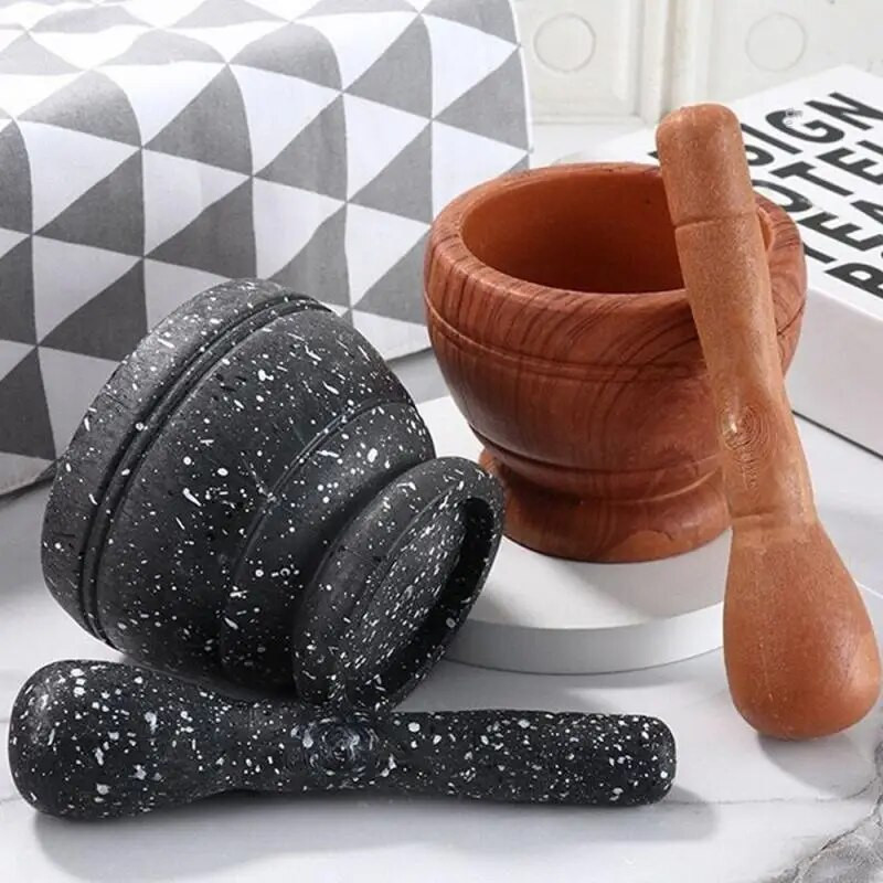 Σετ γουδοχέρι με ρητινούχα κονιάματα σκόρδου ανάμειξης μπαχαρικών με θρυμματιστή μπολ Εργαλεία κουζίνας εστιατορίου