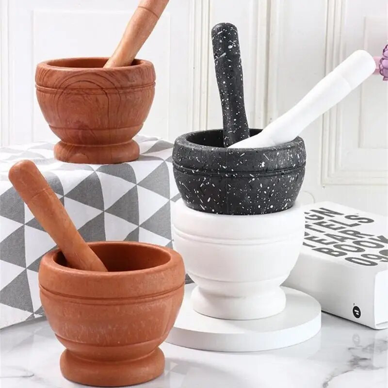 Σετ γουδοχέρι με ρητινούχα κονιάματα σκόρδου ανάμειξης μπαχαρικών με θρυμματιστή μπολ Εργαλεία κουζίνας εστιατορίου