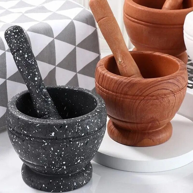 Σετ γουδοχέρι με ρητινούχα κονιάματα σκόρδου ανάμειξης μπαχαρικών με θρυμματιστή μπολ Εργαλεία κουζίνας εστιατορίου