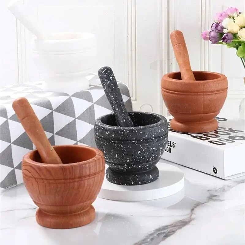 Σετ γουδοχέρι με ρητινούχα κονιάματα σκόρδου ανάμειξης μπαχαρικών με θρυμματιστή μπολ Εργαλεία κουζίνας εστιατορίου