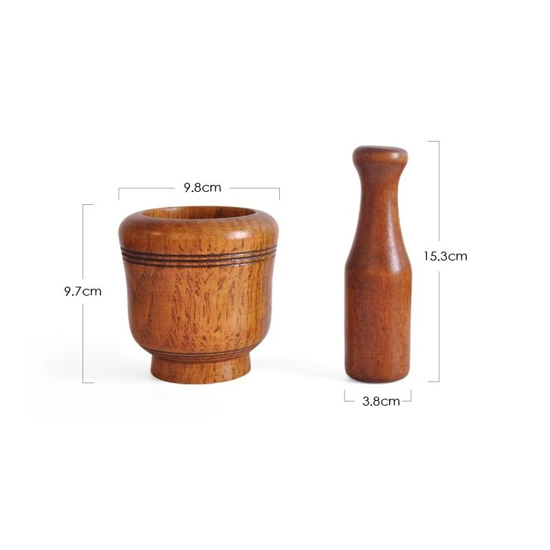 Dervos skiedinio grūstuvės rinkinys Medinis šlifavimo dubuo Buitinė virtuvė Instrukcija Česnakai Imbieras Prieskoniai Malūnėlis Skiedinio grūstuvės rinkinys