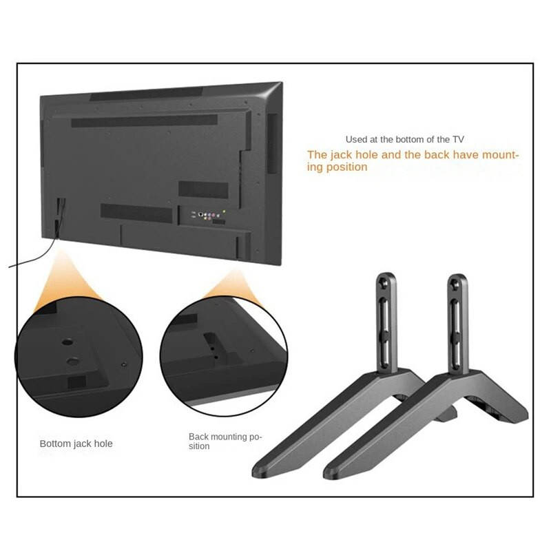 Universālā televizora statīva pamatne, galda virsma Televizora kājas priekš Vizio Samsung LG TCL Hisense televizori ar skrūvēm Vienkārša uzstādīšana Viegli lietojams