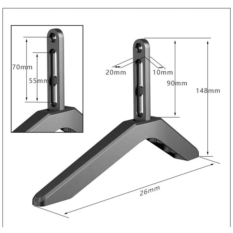 Universālā televizora statīva pamatne, galda virsma Televizora kājas priekš Vizio Samsung LG TCL Hisense televizori ar skrūvēm Vienkārša uzstādīšana Viegli lietojams