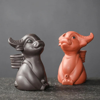 Creativity Purple Clay Water Spray Tea Pet Χειροποίητα στολίδια αγάλματος βοοειδών Χειροτεχνία γραφείου Κινεζικά αξεσουάρ διακόσμησης τσαγιού
