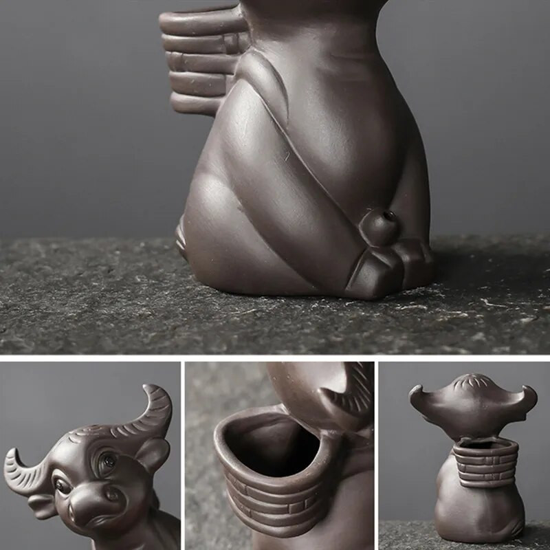 Kūrybiškumas Purpurinio molio vandens purškalas arbata Naminiai gyvūnai Rankų darbo galvijų statulos papuošalai Staliniai amatai Kinietiškos arbatos dekoravimo priedai