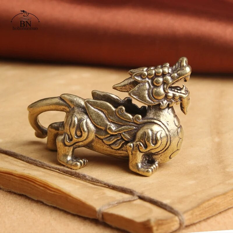 Žalvaris Mitinis žvėris PIXIU Miniatiūros Figūrėlės Retro varinis Gyvūnas Kirin Maža Statulėlė Stalinio stalo puošmena Priedai Ornamentas