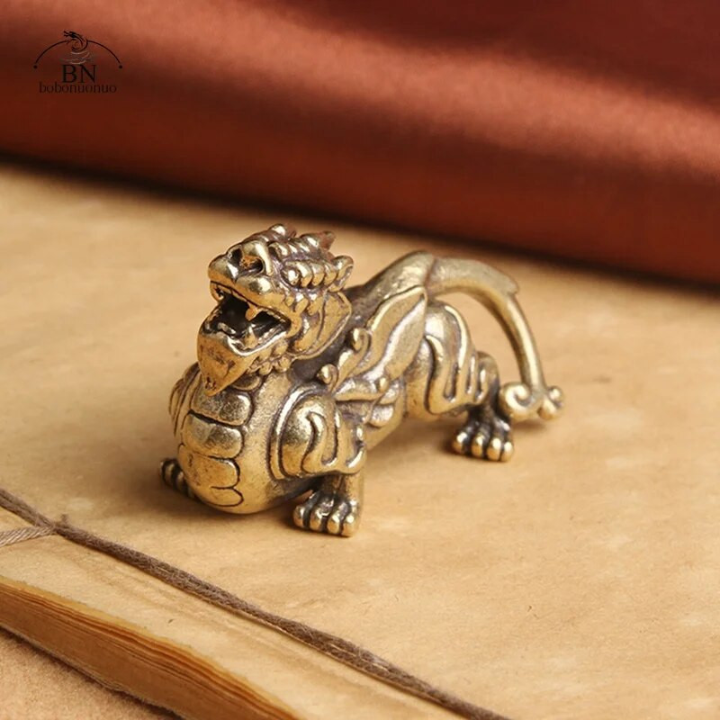 Žalvaris Mitinis žvėris PIXIU Miniatiūros Figūrėlės Retro varinis Gyvūnas Kirin Maža Statulėlė Stalinio stalo puošmena Priedai Ornamentas