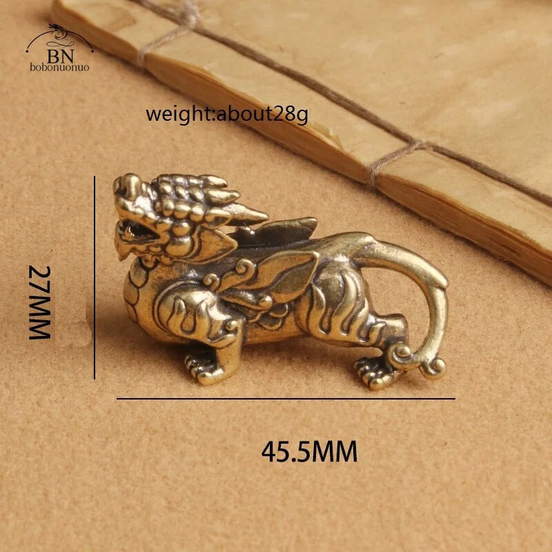 Žalvaris Mitinis žvėris PIXIU Miniatiūros Figūrėlės Retro varinis Gyvūnas Kirin Maža Statulėlė Stalinio stalo puošmena Priedai Ornamentas