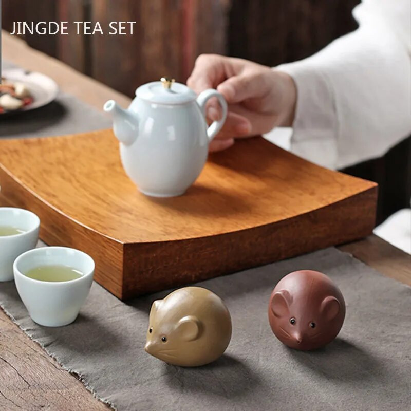 Kūrybiškumas Rankų darbo purpurinė molio arbata augintinė Miela pelė Statulėlė Papuošalai Gyvūnų Arbata Figūrėlės Amatai Namų arbatos stalo dekoravimas