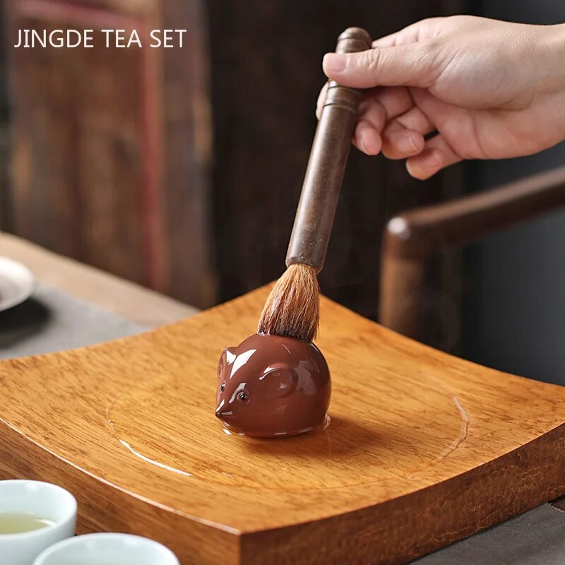 Kūrybiškumas Rankų darbo purpurinė molio arbata augintinė Miela pelė Statulėlė Papuošalai Gyvūnų Arbata Figūrėlės Amatai Namų arbatos stalo dekoravimas