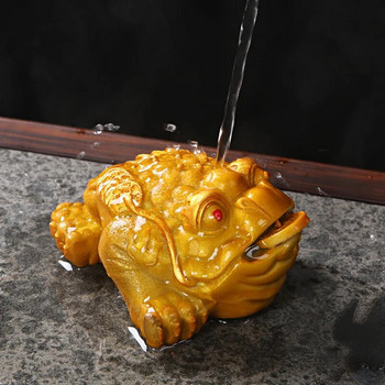 2024 Смола Трикраки късметлия, променящ цвета Златна жаба Чай Комплект за украса за домашен любимец Чаена церемония Творческа сладка играчка Чай Статуетка на домашен любимец
