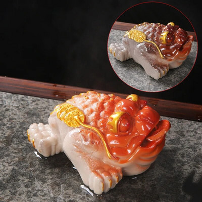 2024 m. derva Trikojis Lucky Spalvą keičiantis auksinės rupūžės arbatos dekoravimo rinkinys arbatos ceremonija Kūrybinis mielas žaislinis arbatos gyvūnėlio figūrėlė