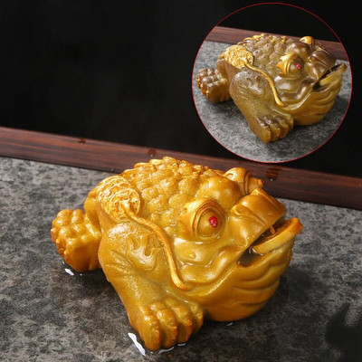 2024 m. derva Trikojis Lucky Spalvą keičiantis auksinės rupūžės arbatos dekoravimo rinkinys arbatos ceremonija Kūrybinis mielas žaislinis arbatos gyvūnėlio figūrėlė