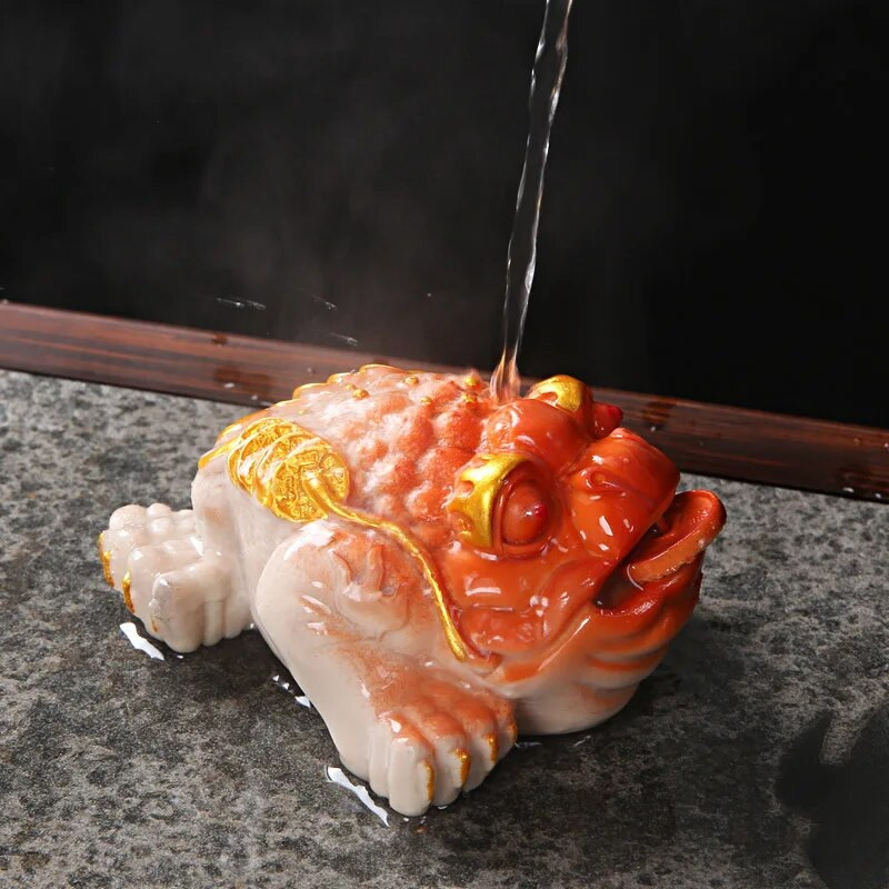 2024 m. derva Trikojis Lucky Spalvą keičiantis auksinės rupūžės arbatos dekoravimo rinkinys arbatos ceremonija Kūrybinis mielas žaislinis arbatos gyvūnėlio figūrėlė