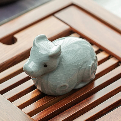 Keramické ozdoby na čaj pre domáce zvieratá, malá čínska figúrka s končekmi prstov, butiková dekorácia pre domáci čajový obrad