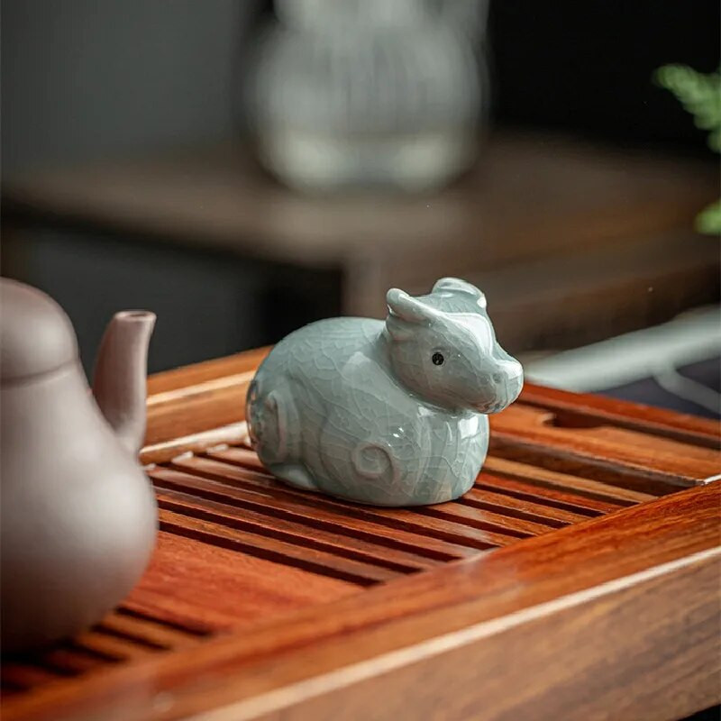 Ceai din ceramică Ornamente pentru animale de companie Mic zodiac chinezesc Figurină de ceai cu vârful degetelor Boutique Acasă Accesorii de decorare pentru ceremonia de ceai