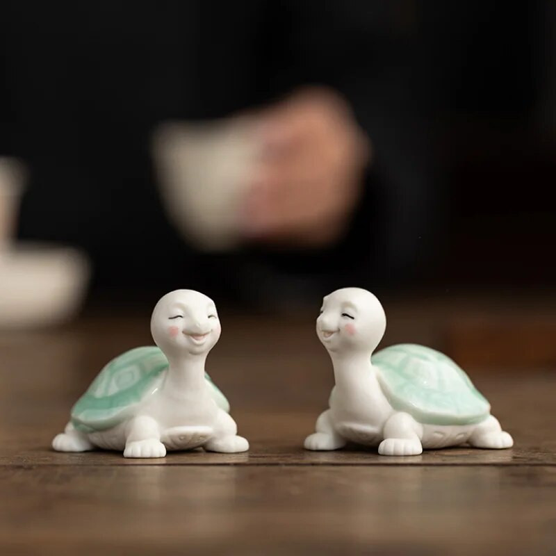 Κεραμικό Zen Μικρή χελώνα Διακοσμητικά κατοικίδιων τσαγιού Χαριτωμένα κινούμενα σχέδια Χελώνα μακροζωίας Αξεσουάρ για παιχνίδι τσαγιού Τραπέζι τσαγιού Μικρά διακοσμητικά