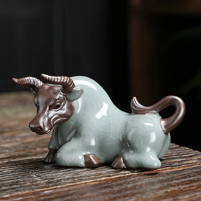 Kūrybingi purpurinio molio galvijų statulėlių arbata naminių gyvūnėlių rankų darbo arbatos ceremonijos priedai namams ir arbatos stalo dekoravimui