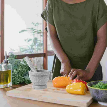 Гърне за чесън Дървена цветна ръчно шлайфаща купа за полиране на пиедестал Кухня Домакински комплект хаванче и чукало Чесън на кайма