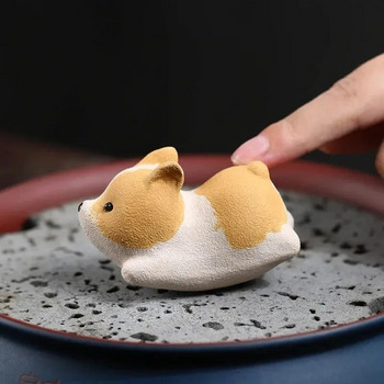 Αξεσουάρ τσαγιού Διακόσμηση σπιτιού Μωβ πήλινο κατοικίδιο φελλό Small Feiji Puppy Hand-raised Play