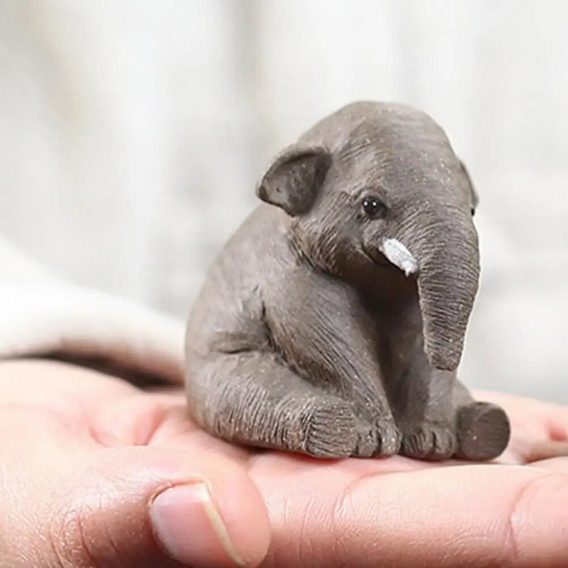 Violetinės molio dramblio ornamentas Purpurinės molinės arbatos gyvūnėlis Žavingas rankų darbo purpurinės molinės dramblio arbatos gyvūnėlio figūrėlė Kung Fu arbatos namams