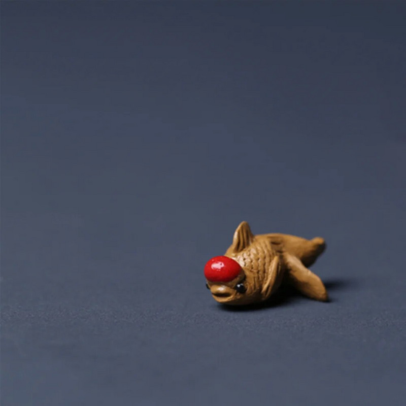 Rankų darbo purpurinio molio mini žuvų arbata naminių gyvūnėlių figūrėlės arbatos ceremonija arbatos servizas stalo dekoravimo priedai Zen