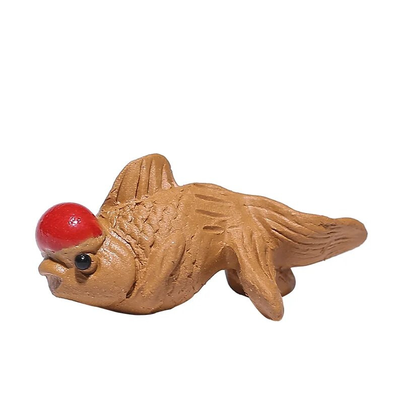 Rankų darbo purpurinio molio mini žuvų arbata naminių gyvūnėlių figūrėlės arbatos ceremonija arbatos servizas stalo dekoravimo priedai Zen