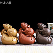 Violetinė molio arbata Naminių žiurkių Zodiako amatai Arbatinės arbatos padėklo dekoras Rankų darbo gyvūnų figūrėlės Papuošalai Kūrybinis arbatos rinkinio dekoravimas