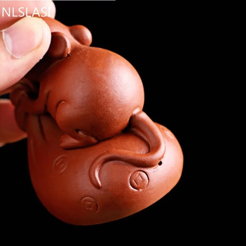 Violetinė molio arbata Naminių žiurkių Zodiako amatai Arbatinės arbatos padėklo dekoras Rankų darbo gyvūnų figūrėlės Papuošalai Kūrybinis arbatos rinkinio dekoravimas