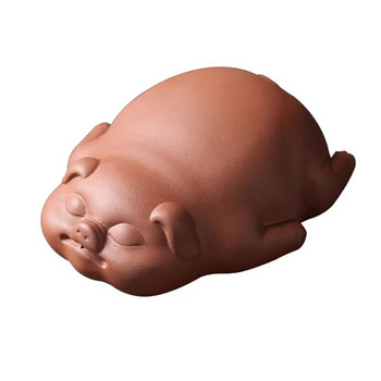 1 ΤΕΜ. Lucky Cute Pig άγαλμα Μωβ Πήλινο Τσάι Διακοσμητικά για κατοικίδια Επιφάνεια εργασίας Χειροποίητα χειροτεχνήματα Κινεζική μπουτίκ για διακόσμηση τσαγιού αξεσουάρ