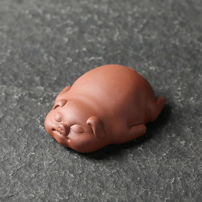 1vnt Lucky miela kiaulės statula Violetinės molio arbatos naminių gyvūnėlių papuošalai Staliniai rankų darbo amatai Kinų butiko arbatos dekoravimo priedai