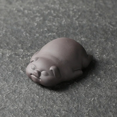 1vnt Lucky miela kiaulės statula Violetinės molio arbatos naminių gyvūnėlių papuošalai Staliniai rankų darbo amatai Kinų butiko arbatos dekoravimo priedai