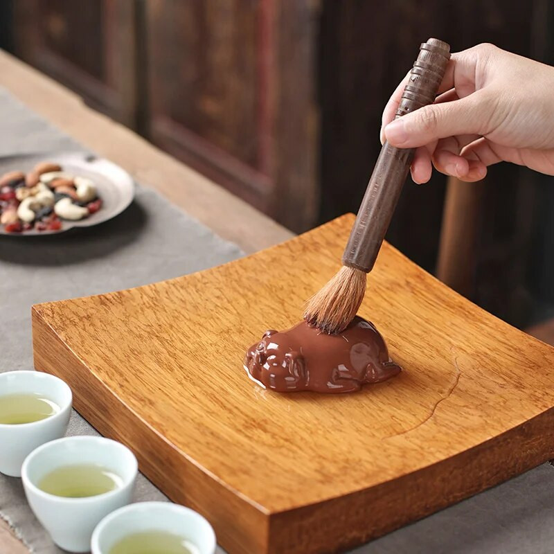 1vnt Lucky miela kiaulės statula Violetinės molio arbatos naminių gyvūnėlių papuošalai Staliniai rankų darbo amatai Kinų butiko arbatos dekoravimo priedai