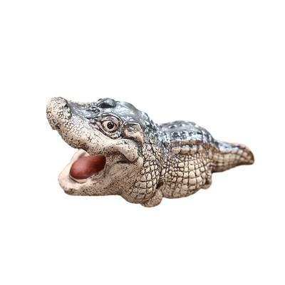 Violetinė smėlio balto nefrito molio arbata Naminių gyvūnėlių krokodilo Kung Fu arbata Laimingas ornamentas Zisha Realistiškas gyvūnų skulptūros stalo stalas Namų dekoras
