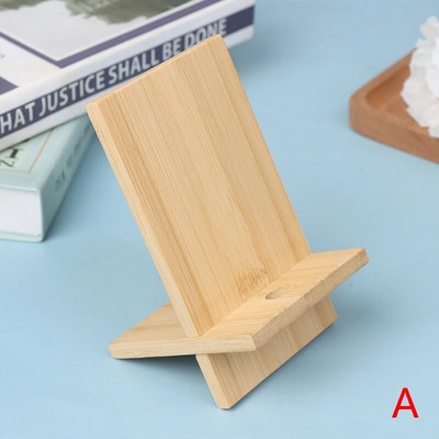 Universalus bambuko telefono laikiklio stovas Medinis mobiliojo išmaniojo telefono atramos planšetinio kompiuterio įkrovimo stovas su skylutėmis, nešiojamas