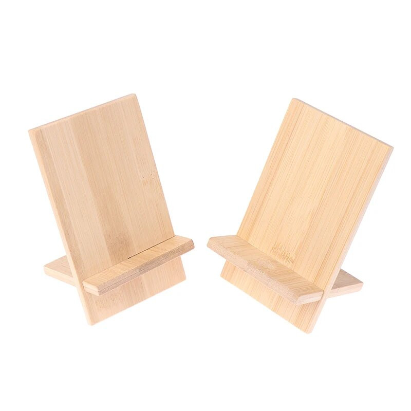 Universalus bambuko telefono laikiklio stovas Medinis mobiliojo išmaniojo telefono atramos planšetinio kompiuterio įkrovimo stovas su skylutėmis, nešiojamas