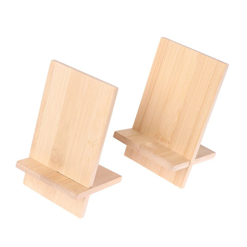 Universalus bambuko telefono laikiklio stovas Medinis mobiliojo išmaniojo telefono atramos planšetinio kompiuterio įkrovimo stovas su skylutėmis, nešiojamas