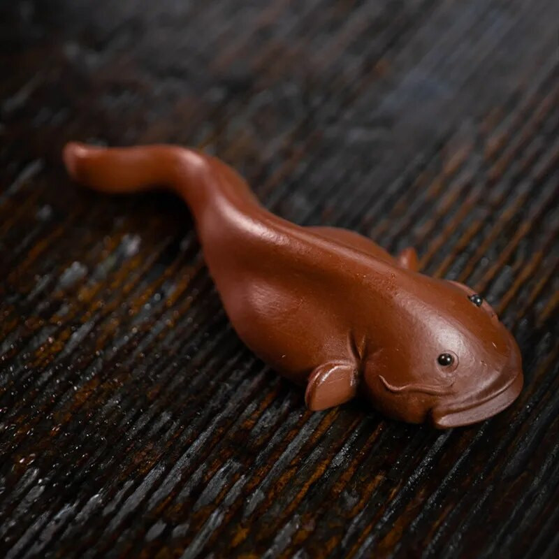 Neapdorotos rūdos purpurinio molio arbata Naminių gyvūnėlių puošmena Gražus šamo modelis Statulėlės ornamentas Namų sodo dekoras Amatai Arbatos stalo priedai