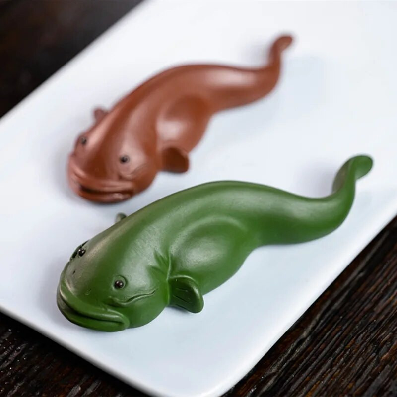 Neapdorotos rūdos purpurinio molio arbata Naminių gyvūnėlių puošmena Gražus šamo modelis Statulėlės ornamentas Namų sodo dekoras Amatai Arbatos stalo priedai