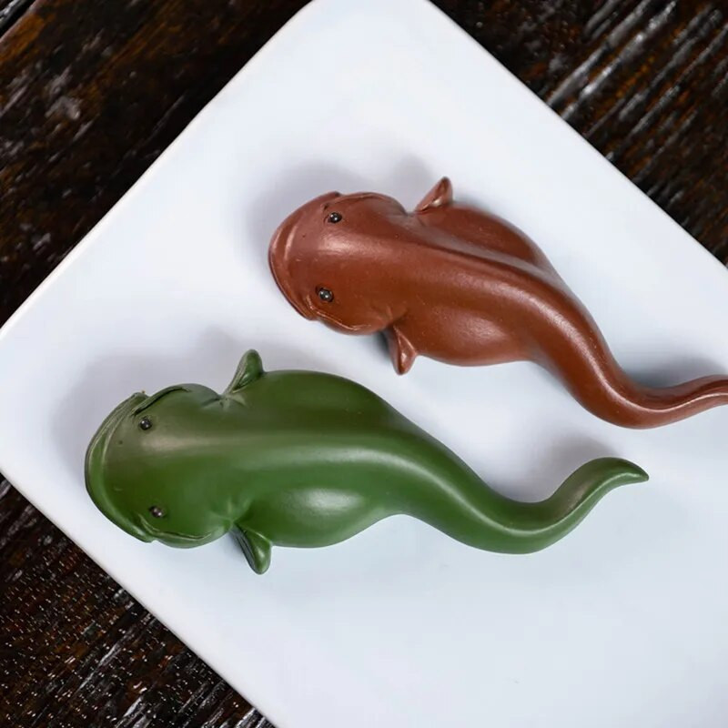 Neapdorotos rūdos purpurinio molio arbata Naminių gyvūnėlių puošmena Gražus šamo modelis Statulėlės ornamentas Namų sodo dekoras Amatai Arbatos stalo priedai