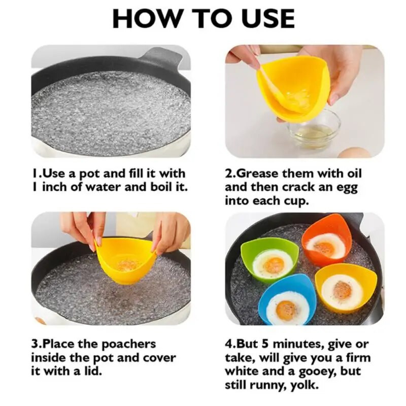 Silikónové vajíčka na varenie v pytliackych strukoch, panvica, forma na vajíčka, žiaruvzdorná forma na vajíčka, miska, krúžky na varenie, kotol, kuchynské náradie na varenie, príslušenstvo