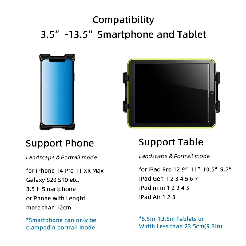 Nešiojamas 2 viename planšetinio kompiuterio laikiklis vidaus treniruoklių salės bėgimo takelio vairo laikiklio stovas, skirtas 3,5–13,5 colio mobiliojo telefono palaikymo įrenginiams iPad